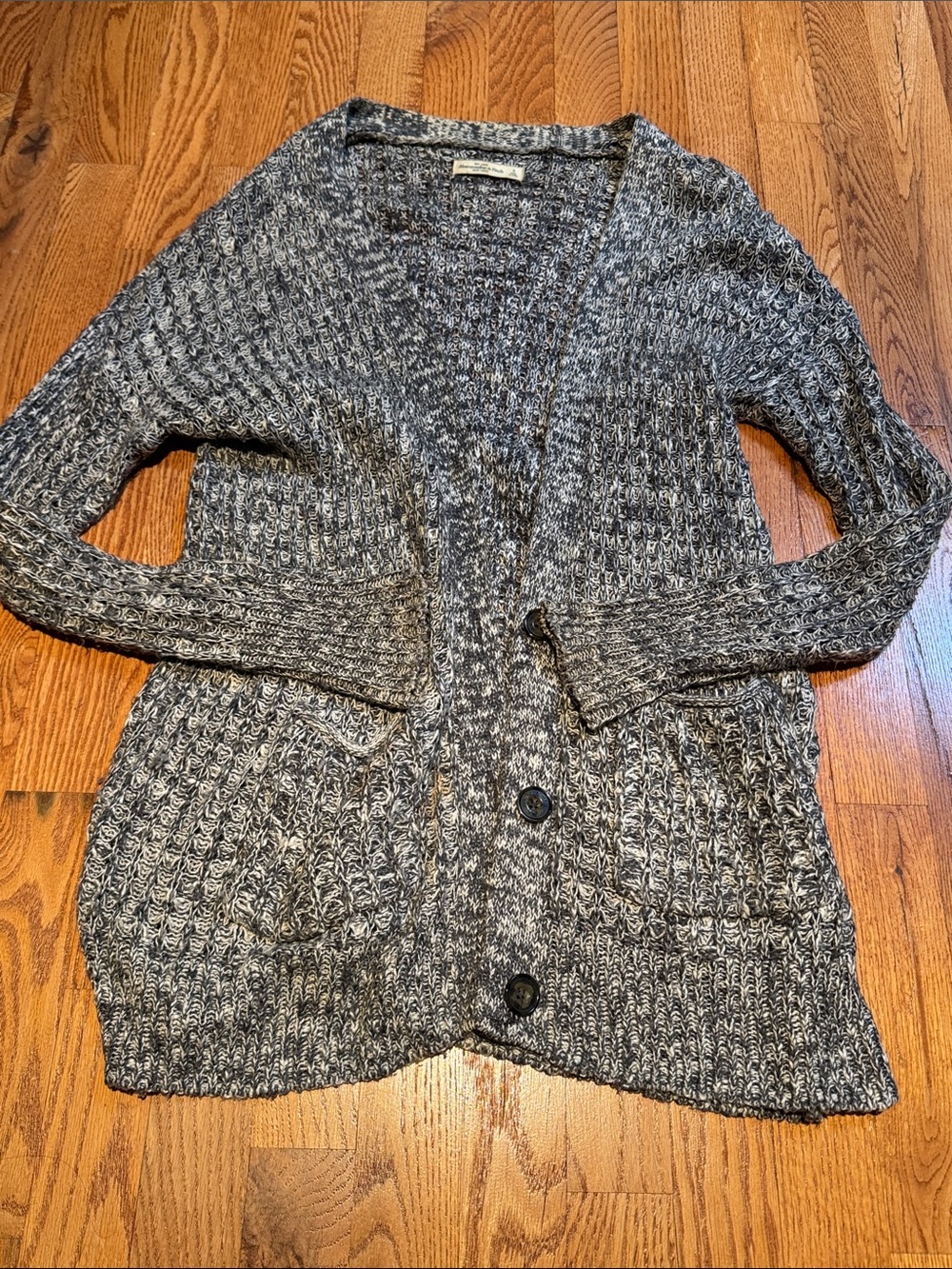 Abercrombie & Fitch Marled Black-Gray Button Cardigan size small